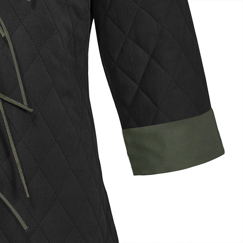 Half Sleeve Armor Vintage Cotton-padded Jacket Contrast Color