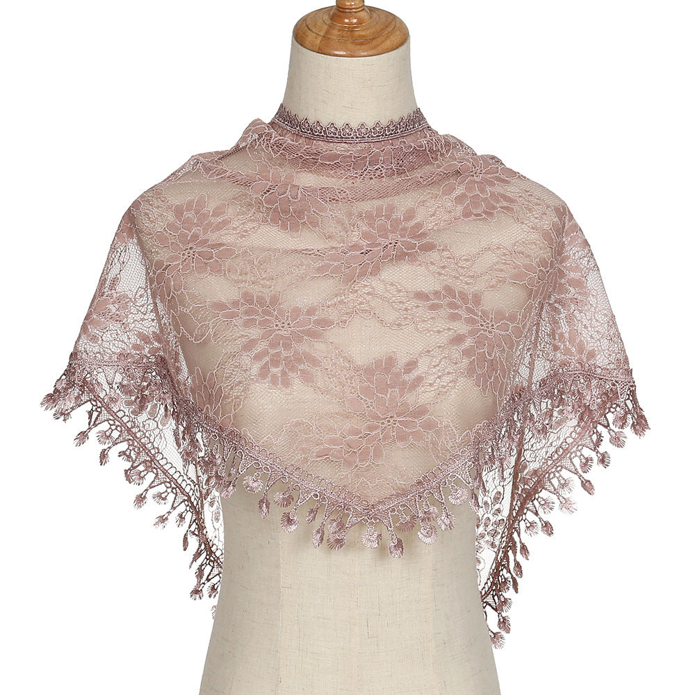 Korean Lace Monochrome Triangle Shawl