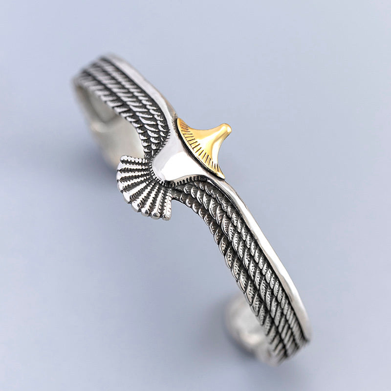 Ethnic Nordic Antique Silver Plated Bangle Eagle Hawk Cuff Bracelet For Men Viking Jewelry