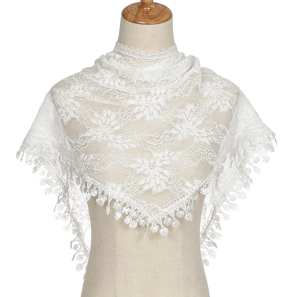 Korean Lace Monochrome Triangle Shawl