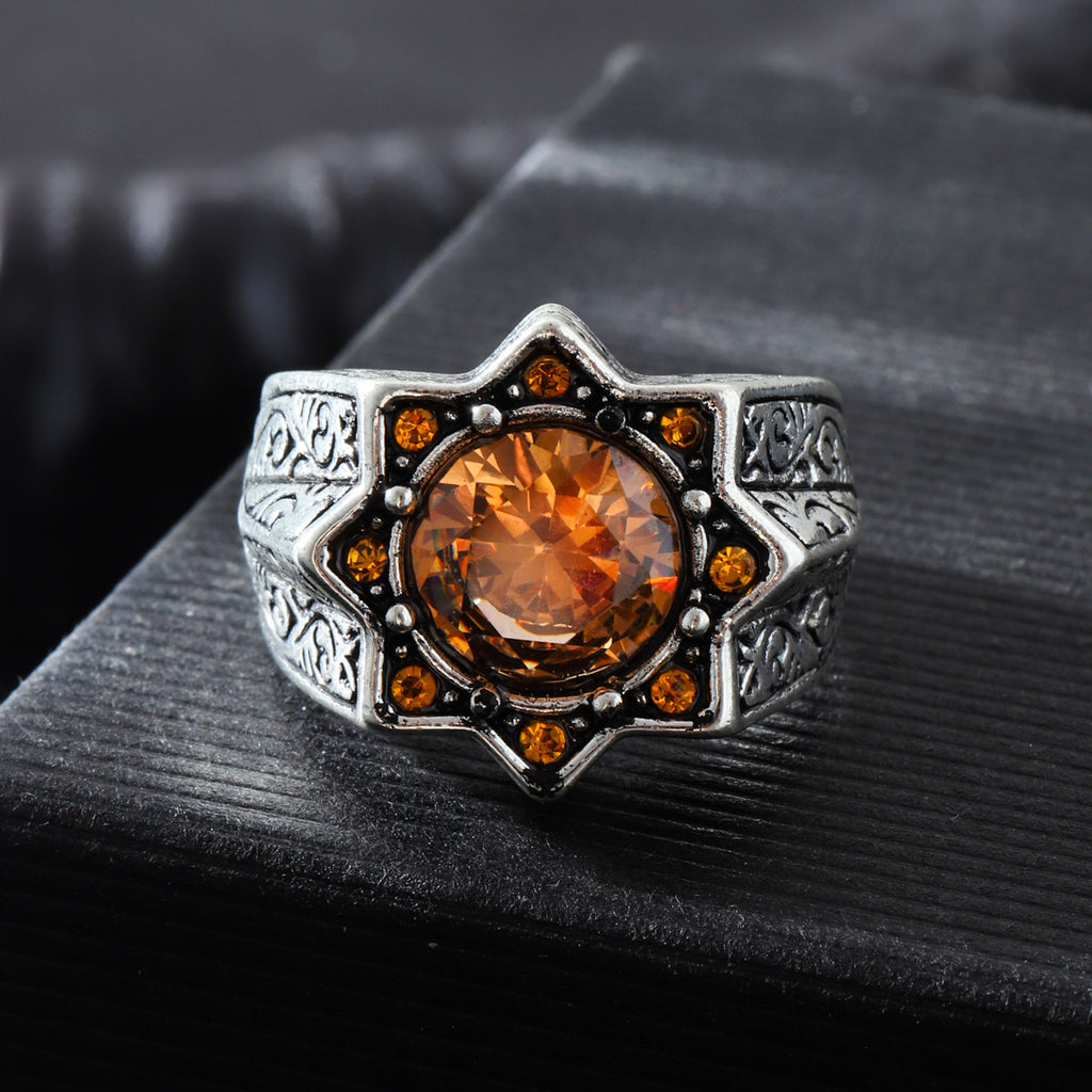 Fashion Personality Retro Crystal Men's Sun Ring