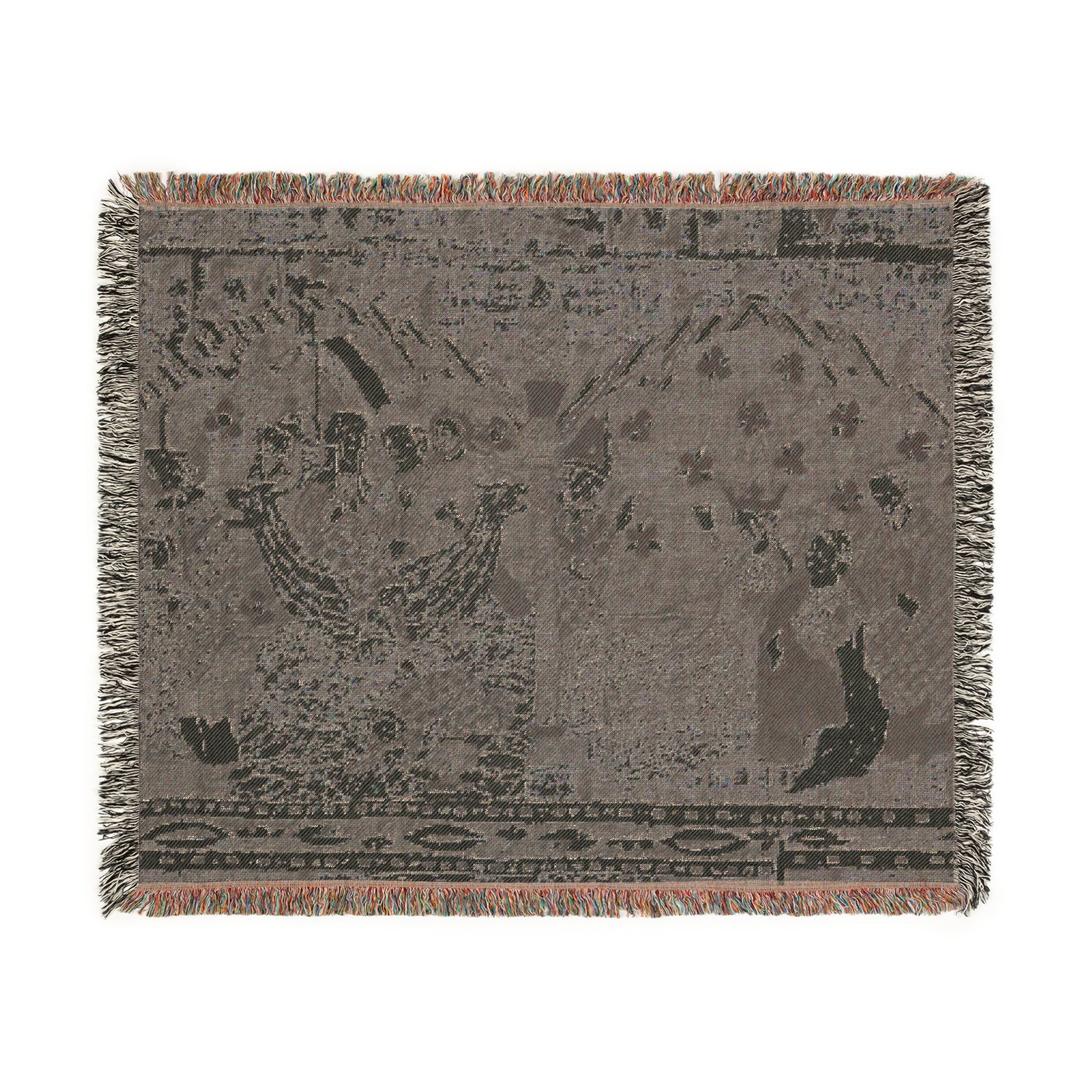 Woven Blanket Tapestry Throw, Christian Icon Nicholas of Myra and Emperor Constantine