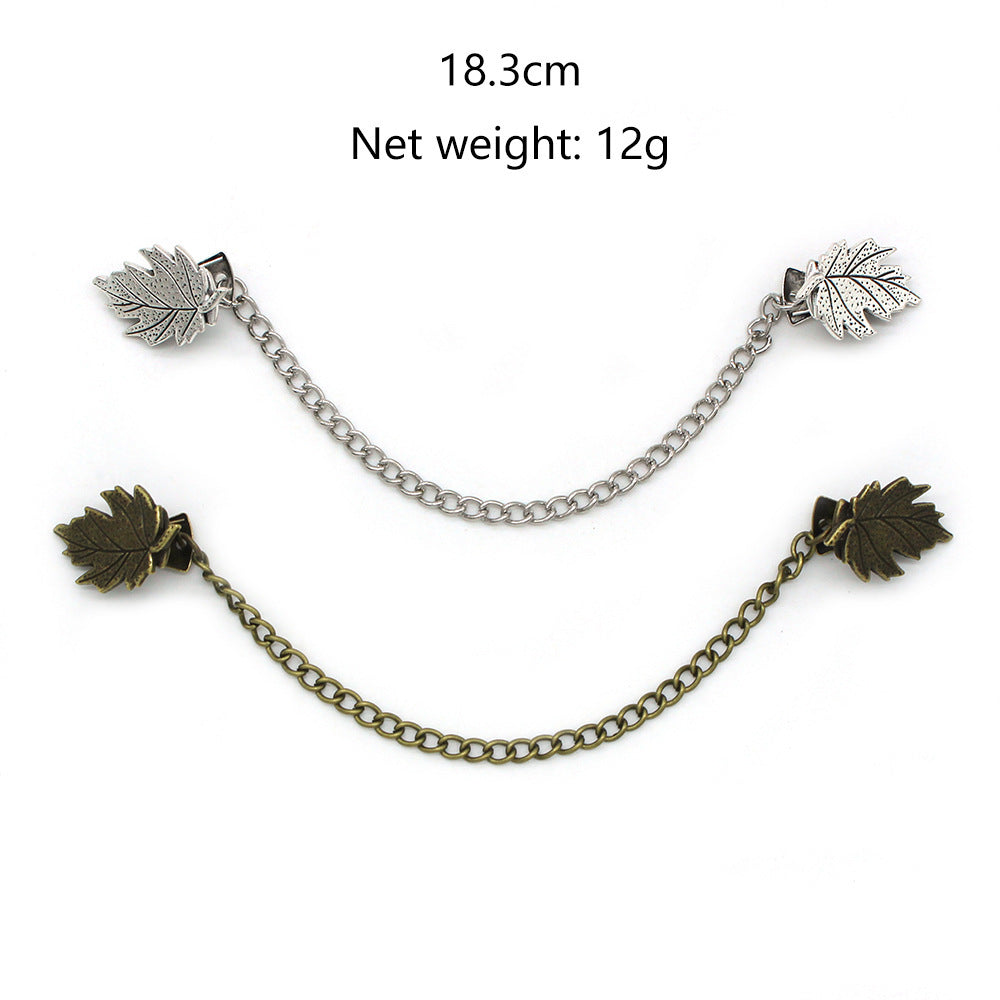 Vintage Fur Collar Clip Tassel Chain Suit Brooch