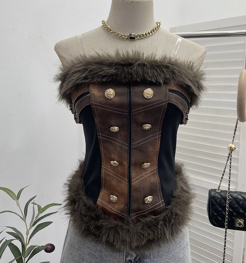 Women's European And American Leather Tube Top