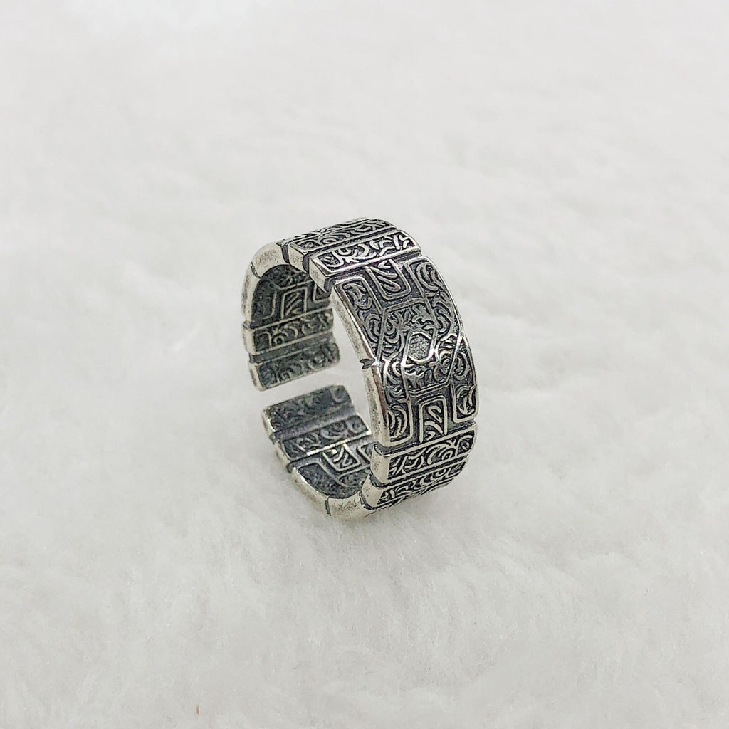Antique Retro Tangcao Pattern Ring Female Woven Trendy Men