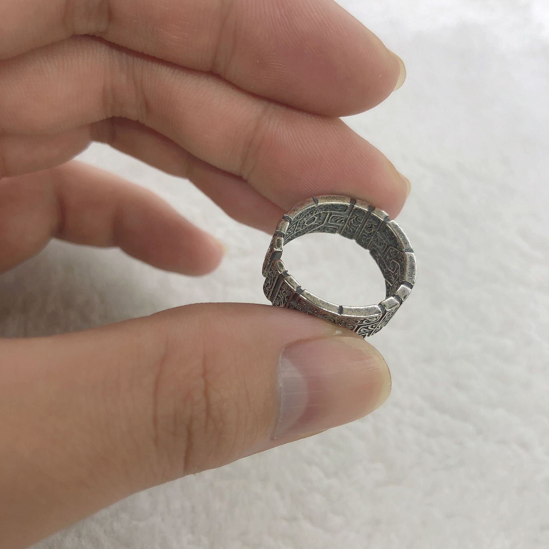 Antique Retro Tangcao Pattern Ring Female Woven Trendy Men