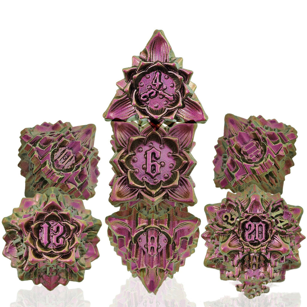 Metal Lotus Dice Polyhedron Board Game
