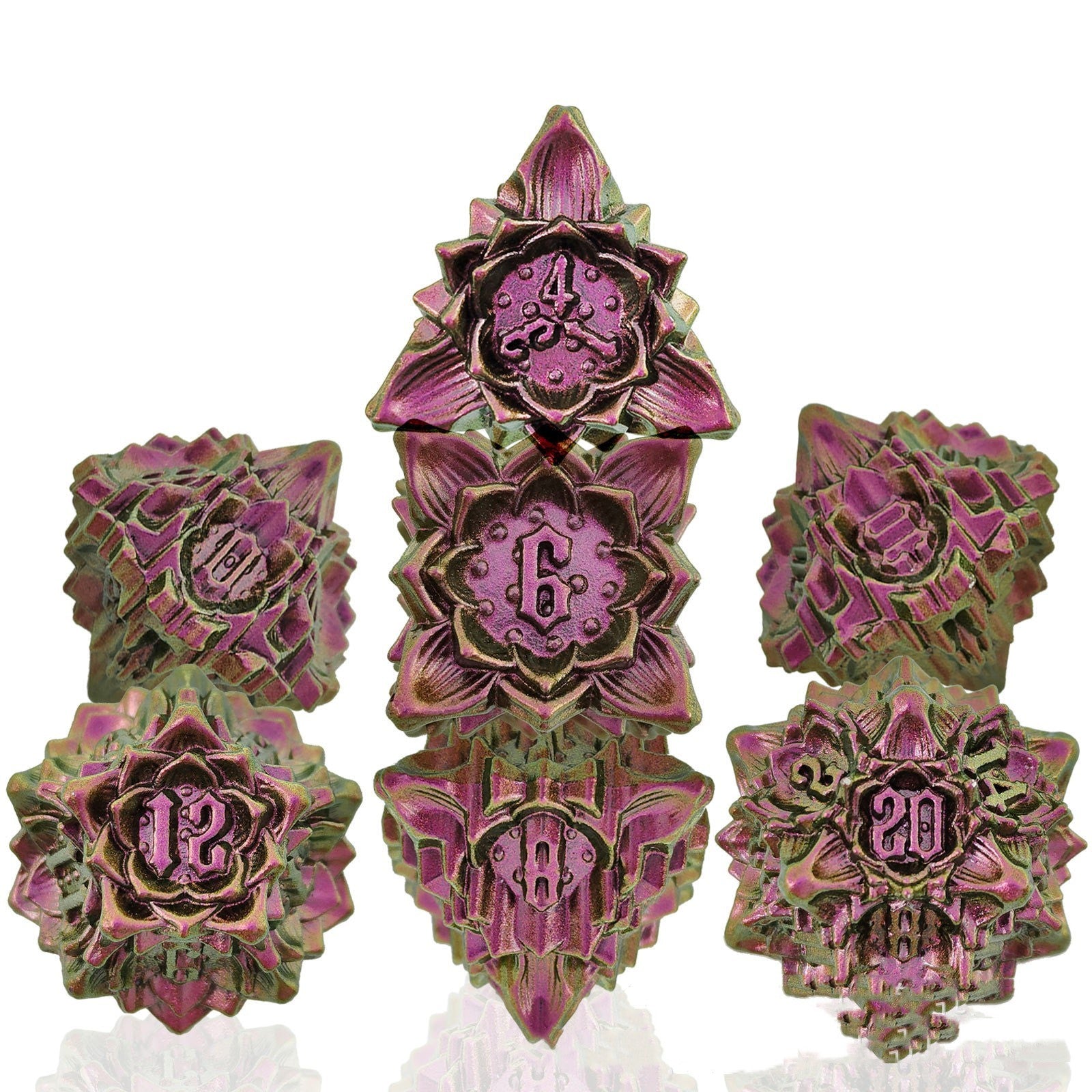 Metal Lotus Dice Polyhedron Board Game