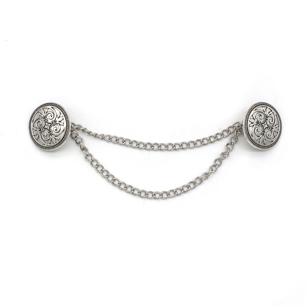 Vintage Fur Collar Clip Tassel Chain Suit Brooch