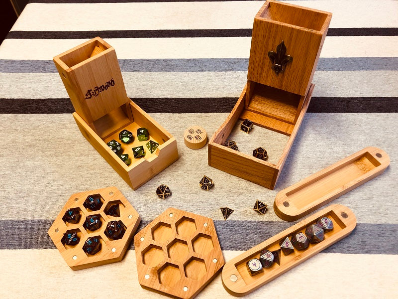Geometric Shape Wooden Dice Storage Box