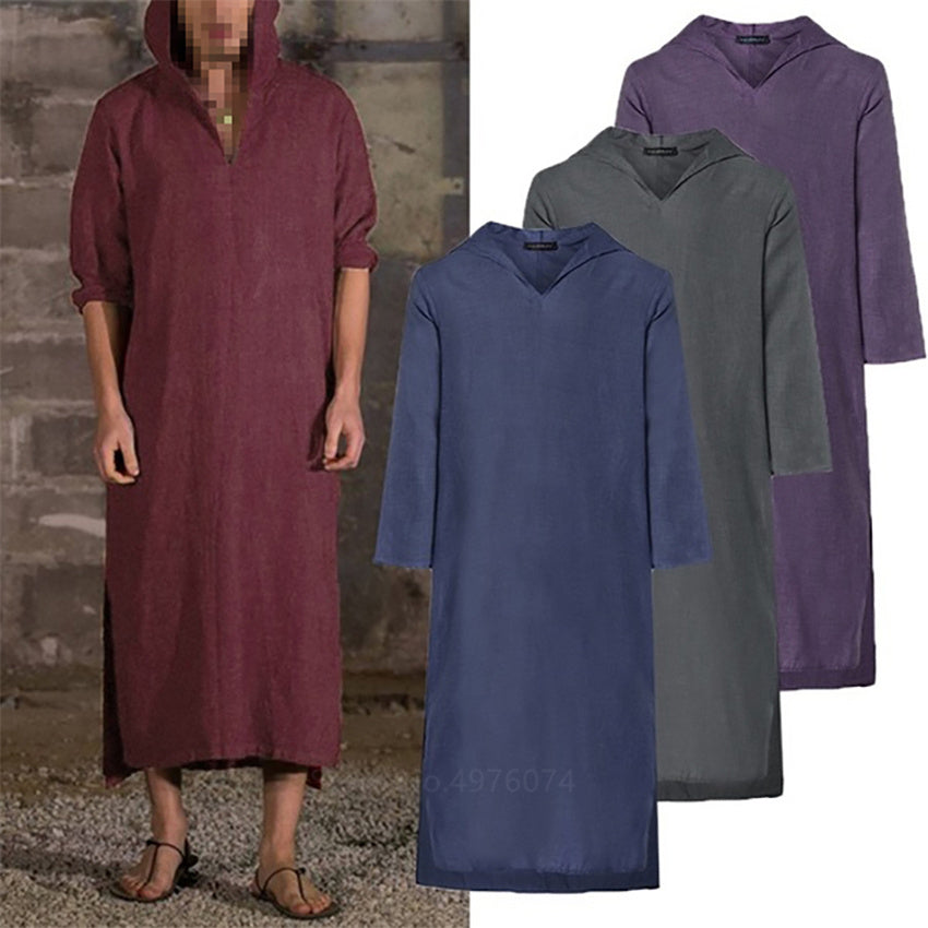 Medieval Long Sleeve Hooded Tunic