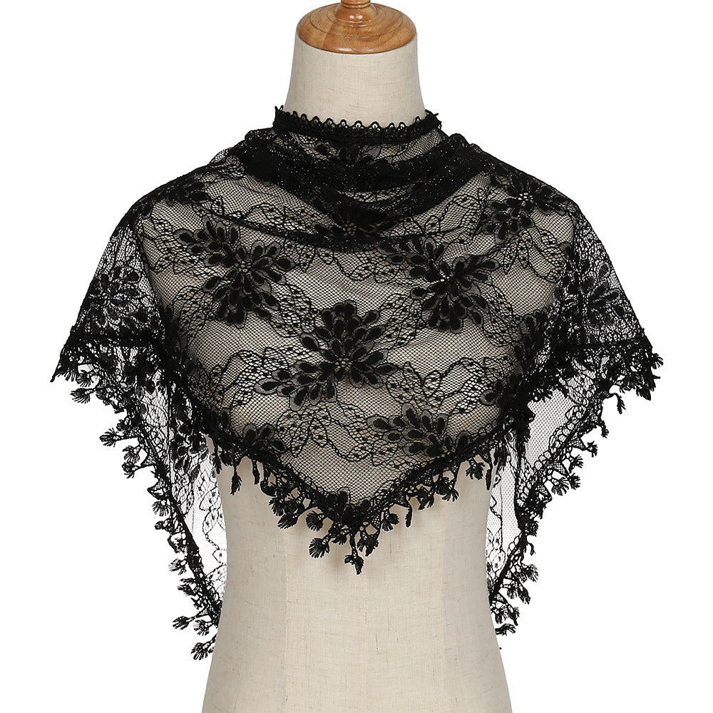 Korean Lace Monochrome Triangle Shawl