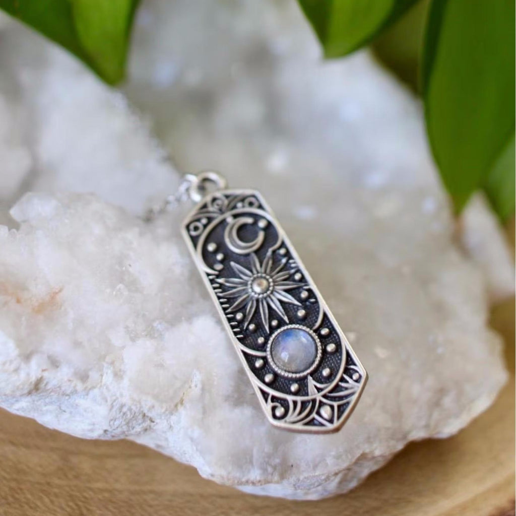 Silver Universe Sun Moon Star Gem Necklace Jewelry Personality Wholesale