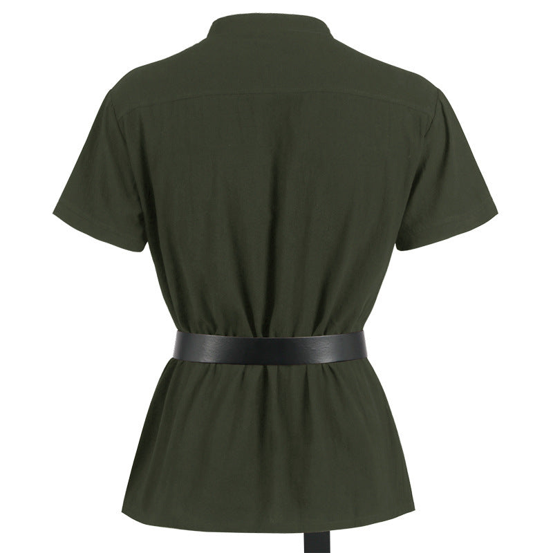 Men's Bandage Short Sleeve Medieval Shirt