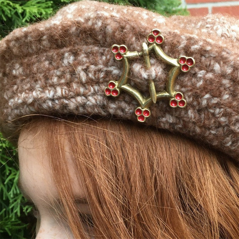 Six-pointed Star Oil Dripping Alloy Viking Brooch Artistic Retro Fashion