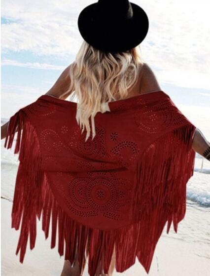 Summer New Women's Blouse Tassel Shawl Cloak
