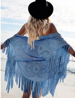 Summer New Women's Blouse Tassel Shawl Cloak