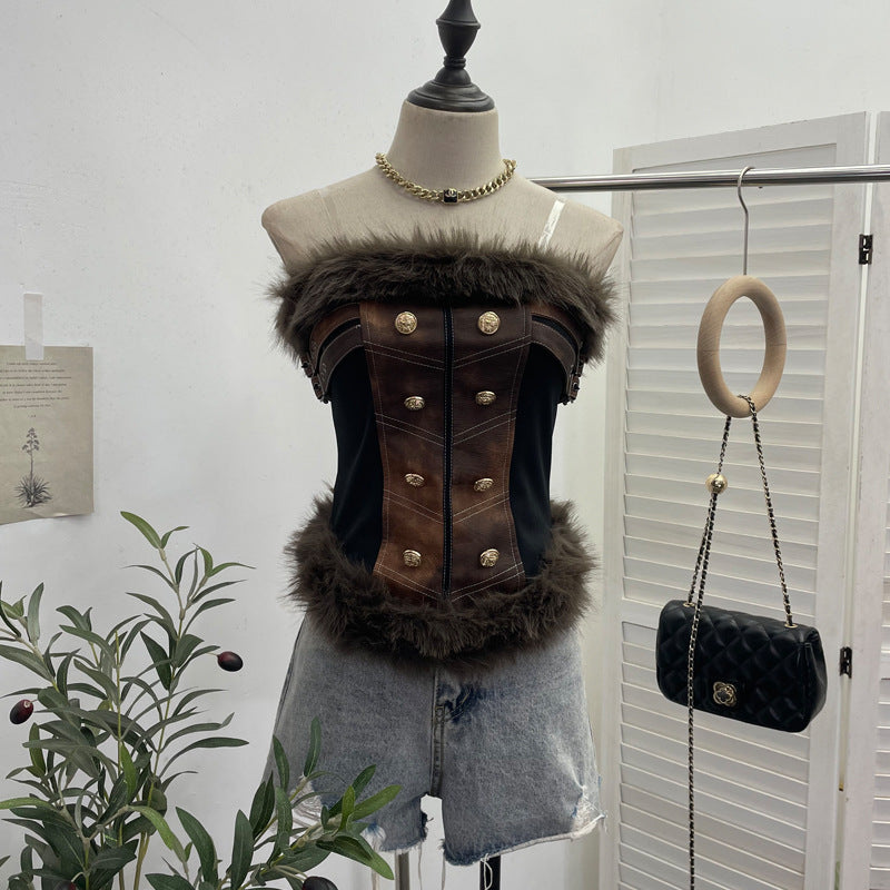 Women's European And American Leather Tube Top