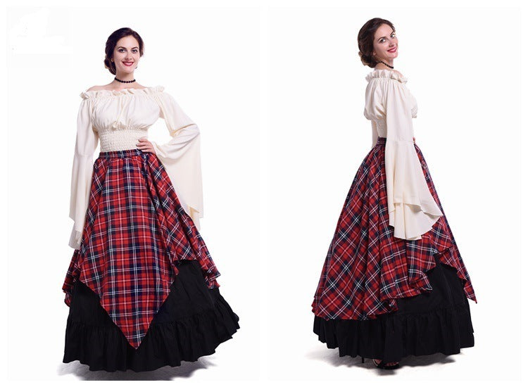 New European And American Long Sleeve Dress Women's Medieval Clothing