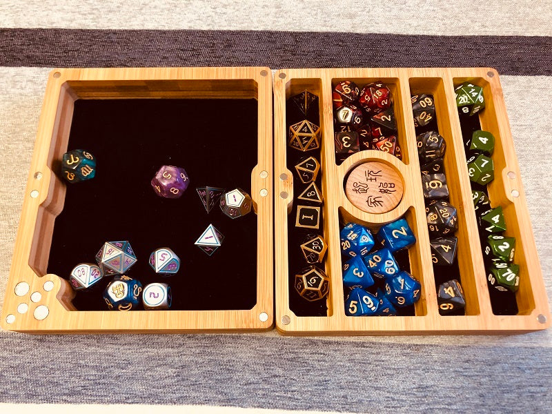 Geometric Shape Wooden Dice Storage Box