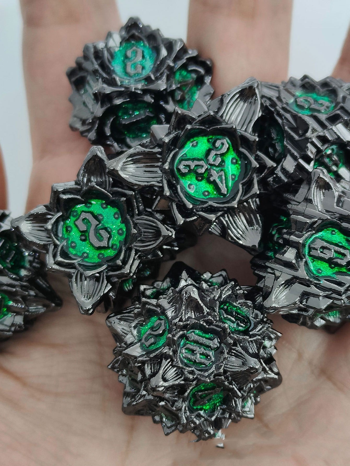 Metal Lotus Dice Polyhedron Board Game