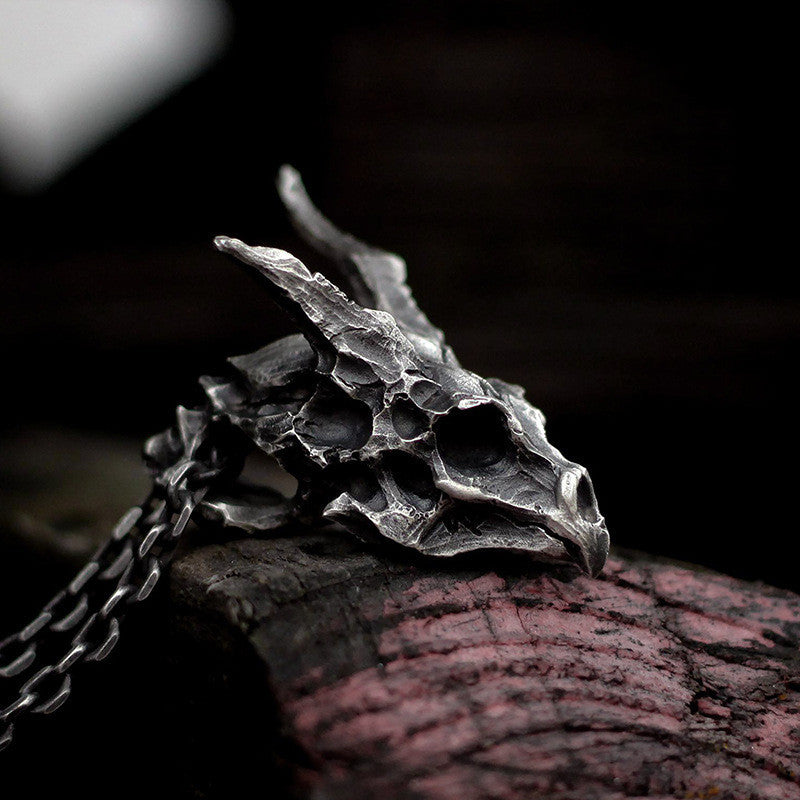 Sterling Silver Brass Demon Dragon Pendant